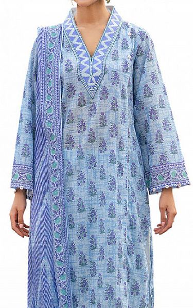 Gul Ahmed Carolina Blue Lawn Suit | Pakistani Lawn Dress in USA- Image 2