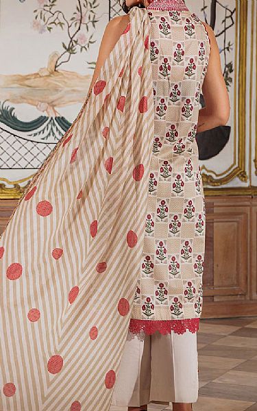 Gul Ahmed Off White/Tan Lawn Suit | Pakistani Lawn Dress in USA- Image 2