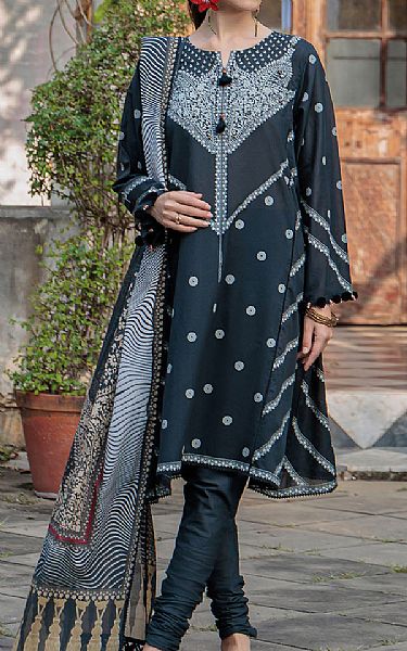 Gul Ahmed Charcoal Grey Lawn Suit | Pakistani Lawn Dress in USA- Image 1