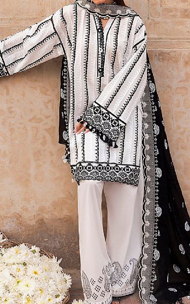 Gul Ahmed Off White/Black Lawn Suit | Pakistani Lawn Dress in USA- Image 1