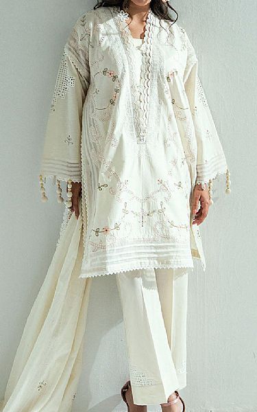 Gul Ahmed Off White Lawn Suit | Pakistani Lawn Dress in USA- Image 1
