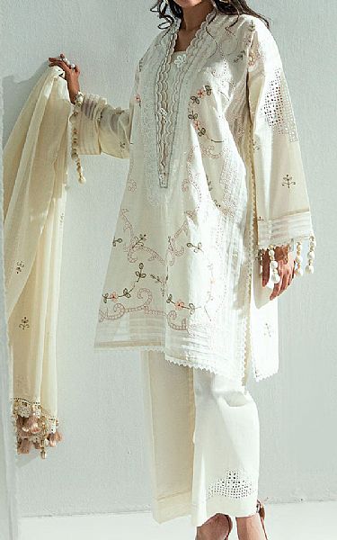 Gul Ahmed Off White Lawn Suit | Pakistani Lawn Dress in USA- Image 2