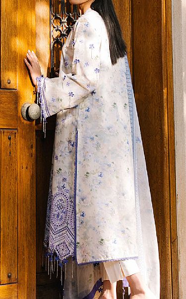 Gul Ahmed Beige/Blue Lawn Suit | Pakistani Lawn Dress in USA- Image 2