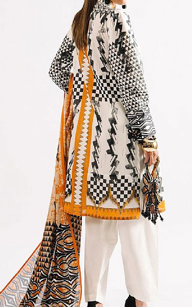 Gul Ahmed Off White/Black Lawn Suit | Pakistani Lawn Dress in USA- Image 2