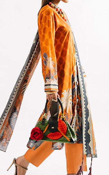Gul Ahmed Pastel Orange Lawn Suit | Pakistani Lawn Dress in USA- Image 2