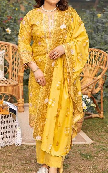 Gul Ahmed Mustard Lawn Suit | Pakistani Lawn Suits- Image 1