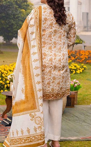 Gul Ahmed Ivory/Dull Orange Lawn Suit | Pakistani Lawn Suits- Image 2