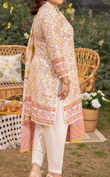 Gul Ahmed Lilac/Mustard Lawn Suit | Pakistani Lawn Suits- Image 2