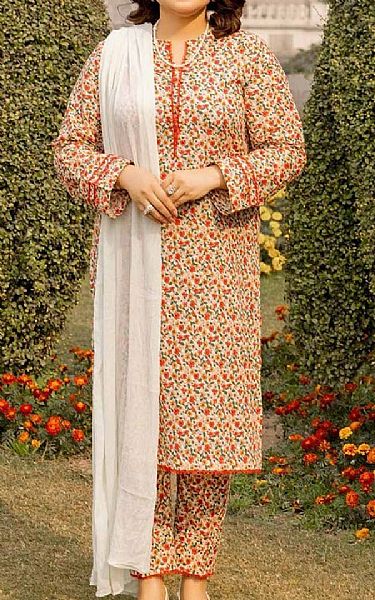 Gul Ahmed Peach Lawn Kurti | Pakistani Lawn Suits- Image 1
