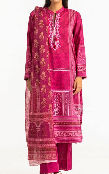 Gul Ahmed Cerise Pink Lawn Suit | Pakistani Lawn Dress in USA- Image 1