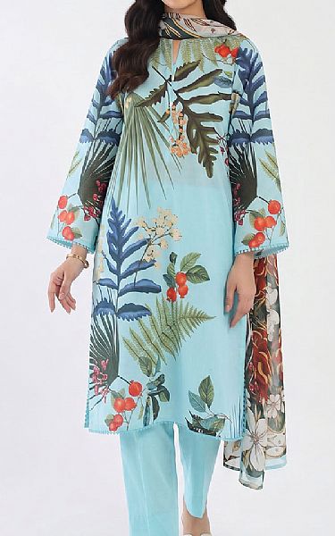 Gul Ahmed Sky Blue Lawn Suit | Pakistani Lawn Dress in USA- Image 1
