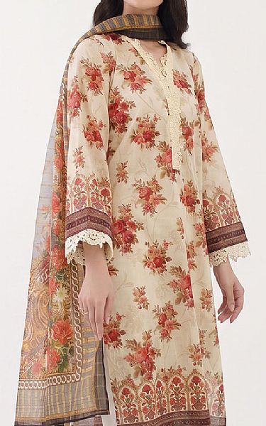 Gul Ahmed Ivory Lawn Suit | Pakistani Lawn Dress in USA- Image 2
