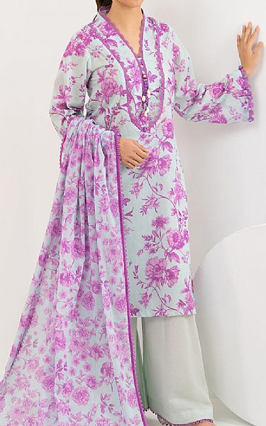 Gul Ahmed Pale Blue/Fuchsia Lawn Suit | Pakistani Lawn Dress in USA- Image 1