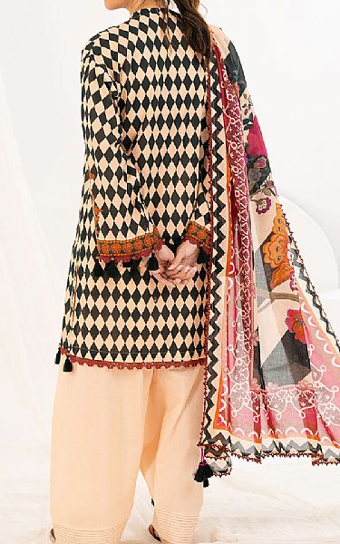 Gul Ahmed Peach/Black Lawn Suit | Pakistani Lawn Dress in USA- Image 2