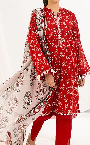 Gul Ahmed Red Lawn Suit | Pakistani Lawn Dress in USA- Image 1
