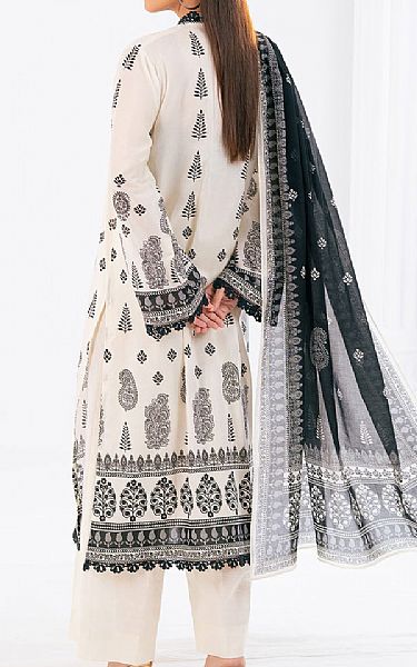 Gul Ahmed Off White/Black Lawn Suit | Pakistani Lawn Dress in USA- Image 2