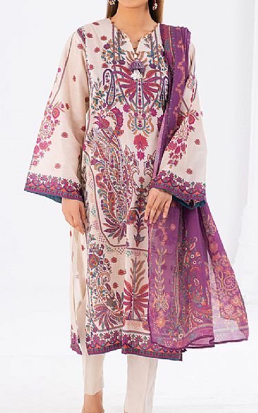 Gul Ahmed Ivory Lawn Suit | Pakistani Lawn Dress in USA- Image 1