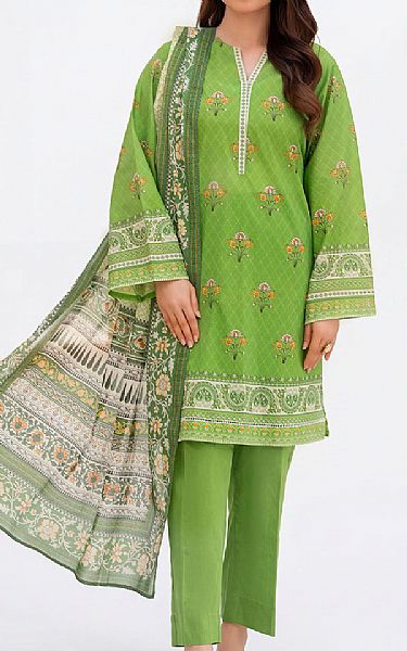 Gul Ahmed Parrot Green Lawn Suit | Pakistani Lawn Dress in USA- Image 1