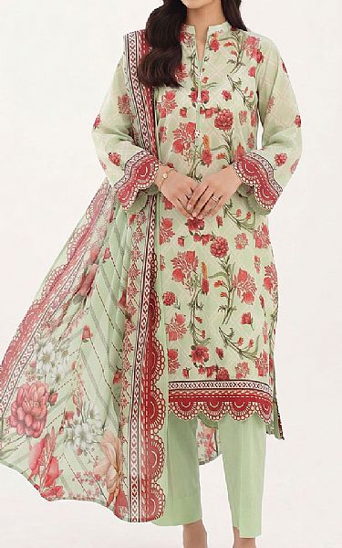 Gul Ahmed Pale Green Lawn Suit | Pakistani Lawn Dress in USA- Image 1