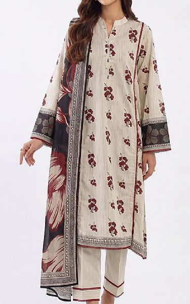 Gul Ahmed Ivory Lawn Suit | Pakistani Lawn Dress in USA- Image 1