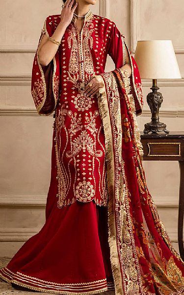 Gul Ahmed Scarlet Lawn Suit | Pakistani Lawn Dress in USA- Image 1