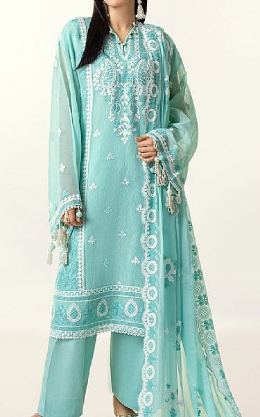 Gul Ahmed Pearl Aqua Cotton Suit | Pakistani Lawn Dress in USA- Image 1