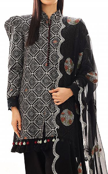 Gul Ahmed Black/Off White Jacquard Suit | Pakistani Lawn Dress in USA- Image 2