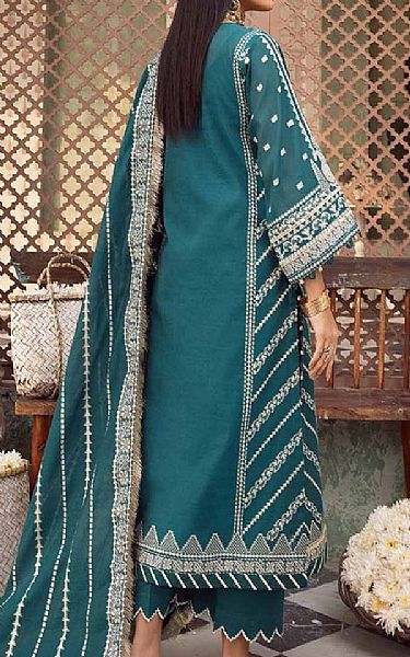 Gul Ahmed Teal Jacquard Suit | Pakistani Lawn Suits- Image 2