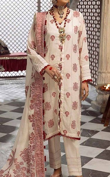 Gul Ahmed Off White Jacquard Suit | Pakistani Lawn Dress in USA- Image 1