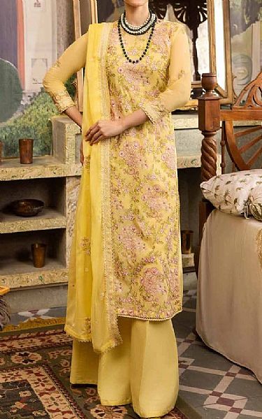 Gul Ahmed Yellow Swiss Voile Suit | Pakistani Lawn Suits- Image 1