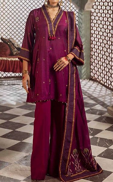Gul Ahmed Pansy Purple Jacquard Suit | Pakistani Lawn Suits- Image 1