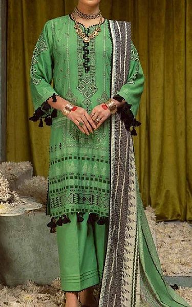 Gul Ahmed Green Jacquard Suit | Pakistani Lawn Dress in USA- Image 1