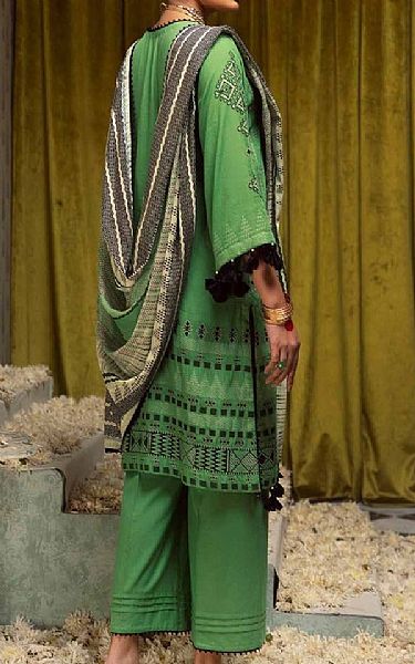 Gul Ahmed Green Jacquard Suit | Pakistani Lawn Suits- Image 2