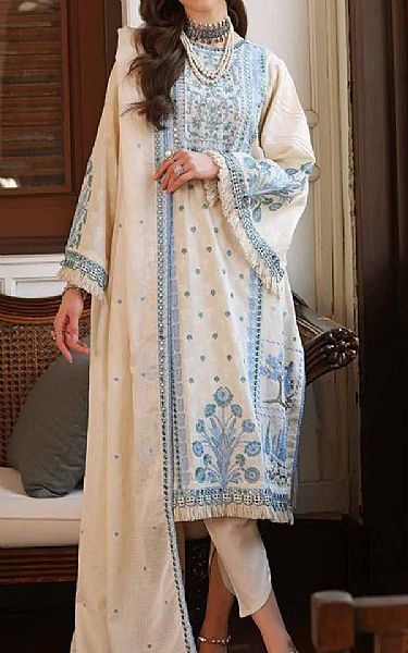 Gul Ahmed Off White Dobby Suit | Pakistani Lawn Suits- Image 1