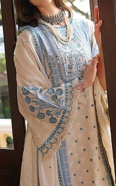 Gul Ahmed Off White Dobby Suit | Pakistani Lawn Suits- Image 2