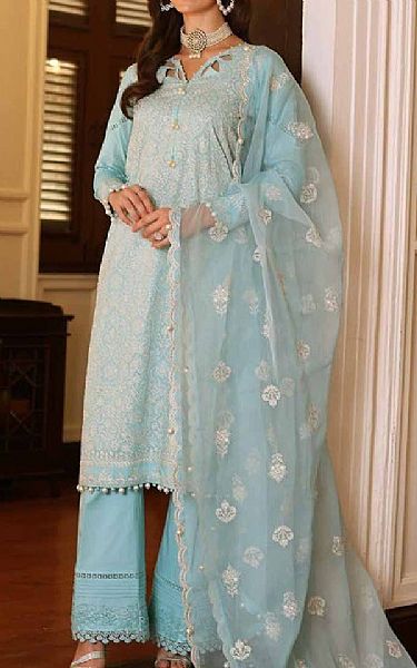 Gul Ahmed Sky Blue Lawn Suit | Pakistani Lawn Dress in USA- Image 1