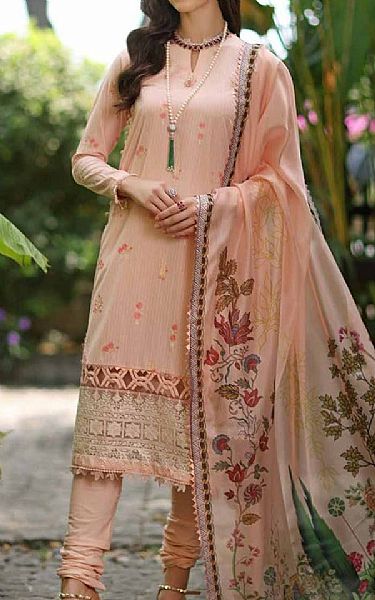 Gul Ahmed Peach Dobby Suit | Pakistani Lawn Suits- Image 1