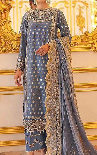 Gul Ahmed Slate Grey Jacquard Suit | Pakistani Dresses in USA- Image 1