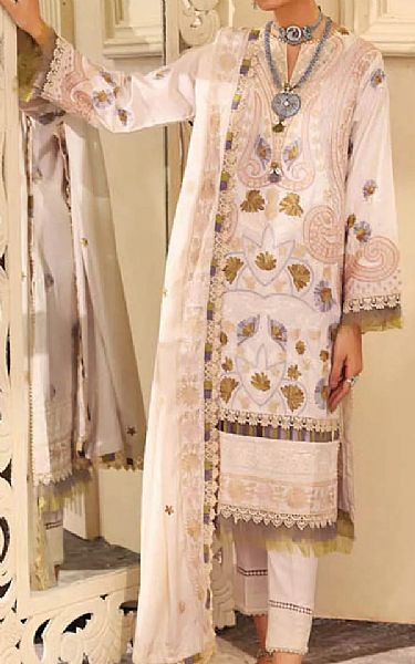 Gul Ahmed Off-white Pashmina Suit | Pakistani Winter Dresses- Image 1