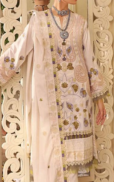 Gul Ahmed Off-white Pashmina Suit | Pakistani Winter Dresses- Image 2