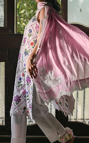 Gul Ahmed Off White/Pink Lawn Suit | Pakistani Lawn Dress in USA- Image 2