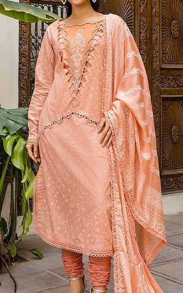 Gul Ahmed Peach Lawn Suit | Pakistani Lawn Dress in USA- Image 1