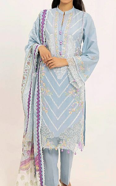 Gul Ahmed Cloudy Blue Lawn Suit | Pakistani Lawn Dress in USA- Image 1