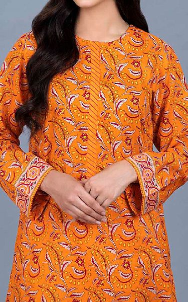 Gul Ahmed Safety Orange Lawn Kurti | Pakistani Dresses in USA- Image 2