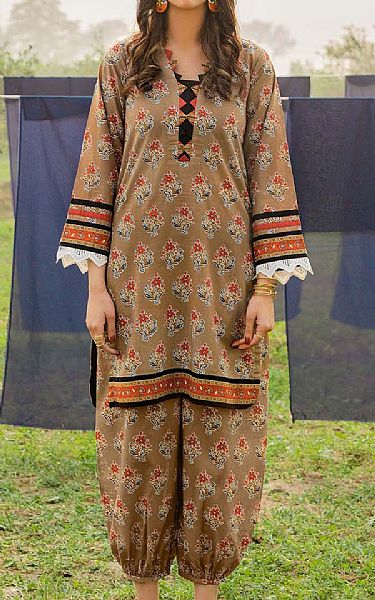 Fawn Brown Lawn Kurti | Pakistani Dresses in USA