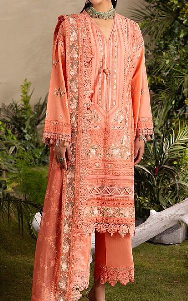 Gul Ahmed Peach Lawn Suit | Pakistani Lawn Dress in USA- Image 1