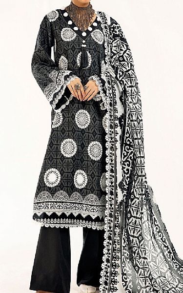 Gul Ahmed Black/Off White Lawn Suit | Pakistani Lawn Dress in USA- Image 1