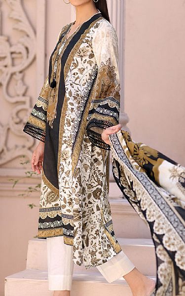Gul Ahmed Off White/Black Lawn Suit | Pakistani Lawn Dress in USA- Image 2