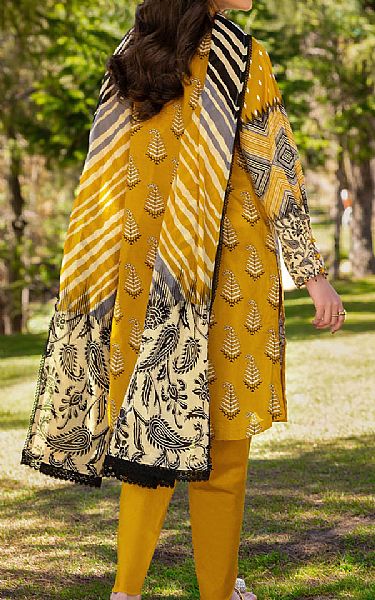 Gul Ahmed Mustard Lawn Suit | Pakistani Lawn Dress in USA- Image 2