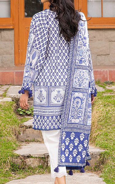 Gul Ahmed White/Blueberry Lawn Suit | Pakistani Lawn Dress in USA- Image 2